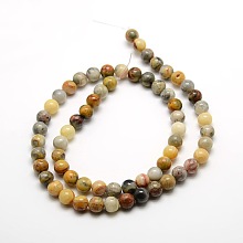 Honeyhandy Round Natural Crazy Agate Beads Strands, 6mm, Hole: 1mm, about 63pcs/strand, 15.7 inch