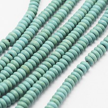 Honeyhandy Synthetic Turquoise Bead Strands, Dyed, Rondelle, Aqua, 4.5x2mm, Hole: 2mm, about 182pcs/strand, 14.9 inch