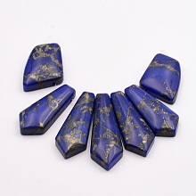 Honeyhandy Synthetic Lapis Lazuli Beads Strands, Sagittate, 19~44x15~27x6~7mm, Hole: 1.5mm, about 7pcs/strand, 3.74 inch(9.5cm)