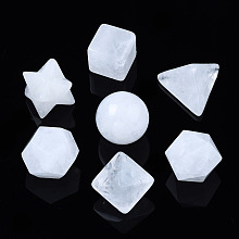 Honeyhandy Natural Quartz Crystal Beads, No Hole/Undrilled, Chakra Style, for Wire Wrapped Pendant Making, 3D Shape, Round & Cube & Triangle & Merkaba Star & Bicone & Octagon & Polygon, 13.5~21x13.5~22x13.5~20mm