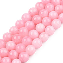 Honeyhandy Natural Dyed Yellow Jade Gemstone Bead Strands, Round, Pink, 8mm, Hole: 1mm, about 50pcs/strand, 15.7 inch