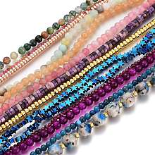 Honeyhandy Natural & Synthetic Gemstone Beads Strands, Star & Round & Flat Round/Dics & Hexagon, Mixed Color, 2~7.5x1.5~8mm, Hole: 0.5~1.8mm, about 40~235pcs/strand