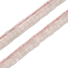 Natural Rose Quartz Beads Strands, 2-Hole, Rectangle, 2.5~3x5x2.5mm, Hole: 0.8mm, about 138~140pcs/strand, 15.28''~15.31''(38.8~38.9cm)