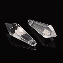 Honeyhandy Faceted Glass Pendants, Crystal Suncatcher, Clear, Size: about 14mm wide, 38mm long, hole:1mm