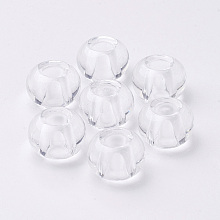 Honeyhandy Glass European Beads, Large Hole Beads, Rondelle, Clear, 15x10mm, Hole: 5~6.4mm