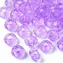 ARRICRAFT Glass European Beads, Large Hole Beads, Faceted, No Metal Core, Rondelle, Medium Orchid, 14x8mm, Hole: 5mm