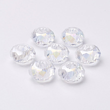 Honeyhandy Glass European Beads, Large Hole Beads, No Metal Core, Faceted, Rondelle, Clear, 14x8mm, Hole: 5mm