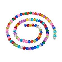 NBEADS 20 Strands(About 105pcs/strand) 4mm Random Mixed Color Dyed Mini Crackle Glass Beads Round Split Loose Beads for Bracelet Jewelry Making