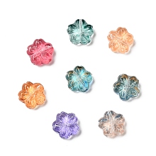 Honeyhandy Transparent Normal Glass Beads, Flower, Mixed Color, 13x13.5x6mm, Hole: 1.2mm