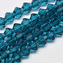 Honeyhandy Imitate Austrian Crystal Bicone Glass Beads Strands, Grade AA, Faceted, Steel Blue, 5x5mm, Hole: 1mm, about 55pcs/strand, 26cm