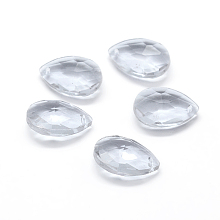 Honeyhandy Faceted Glass Pendants, Teardrop, Clear, 15x9.5x5.5mm, Hole: 1mm