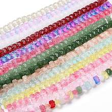 Honeyhandy Transparent Glass Beads Strands, Lotus, Mixed Color, 10x14x7mm, Hole: 0.8mm, about 38pcs/strand, 14.17 inch(36cm)