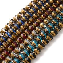 Honeyhandy Transparent Electroplate Glass Beads Strands, Half Golden Plated, Faceted, Round, Mixed Color, 8mm, Hole: 1mm, about 40pcs/strand, 11.42 inch(29cm)