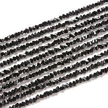 Honeyhandy Glass Beads Strands, Imitation Jade Glass, Faceted, Polygon, Black, 2.5x2.5x2.5mm, Hole: 0.7mm, about 150pcs/strand, 13.39''(34cm)