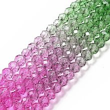 Transparent Glass Beads Strands, Faceted, Rondelle, Dyed, Colorful, 6x5mm, Hole: 1.2~1.4mm, about 85~88pcs/strand, 16.54~16.93 inch(42~43cm)