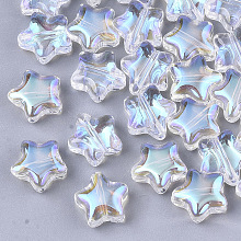 Honeyhandy Transparent Glass Beads, AB Color Plated, Star, Clear AB, 8x8x4mm, Hole: 0.8~1mm