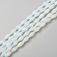 Honeyhandy Imitation Opalite Glass Beads, Faceted, Bicone, Azure, 8x4mm, Hole: 0.8mm, about 70pcs/Strand, 22.99''(58.4cm)