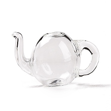 Honeyhandy Round Mechanized Blown Glass Teapot, for Stud Earring or Crafts, Clear, 33x20x19mm