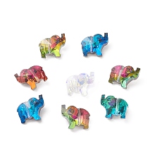 Honeyhandy Transparent Glass Beads, Elephant, Mixed Color, 13x15x8.5mm, Hole: 1.2mm