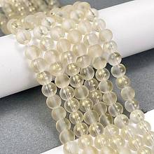 Frosted Transparent Glass Bead Strands, with Gold Powder, Round, Old Lace, 6mm, Hole: 1mm, about 146pcs/strand, 31.02''(78.8cm)