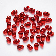 Honeyhandy Imitation Jade Glass Charms, Teardrop, Red, 9x6x6mm, Hole: 1mm