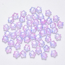 Arricraft Transparent Glass Beads, Star, Colorful, 8x8.5x4mm, Hole: 1mm