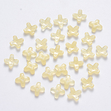 Honeyhandy Imitation Jade Glass Beads, Clover, Champagne Yellow, 8x8x3mm, Hole: 0.9mm