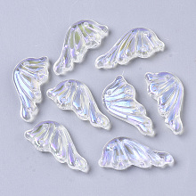 Honeyhandy Transparent Glass Pendants, AB Color Plated, Butterfly Wings, Clear AB, 24x12.5x4mm, Hole: 1.4mm