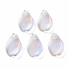 Honeyhandy Transparent Spray Painted Glass Pendants, AB Color Plated, Petaline, Gainsboro, 16x9.5x2mm, Hole: 1mm