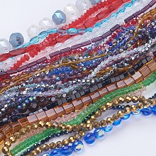 Honeyhandy Glass Beads Strands, Mixed Shapes, Mixed Color, 2.5~15x2.5~13x2~13mm, Hole: 0.6~1mm, about 20~210pcs/strand, 11.6 inch~22.8 inch