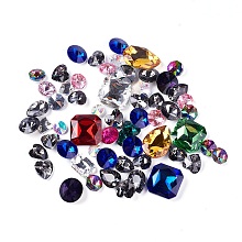 Honeyhandy Glass Rhinestone Cabochons/Pendants/Links, Mixed Shapes, Mixed Color, 10~29x10~23x3~8.5mm, Hole: 1~1.6mm and no hole