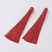 Honeyhandy Nylon Tassels Big Pendant Decorations, Red, 120x10mm, Hole: 5mm