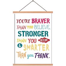 Arricraft Poster Hanger You are Braver Motivational Phrases Magnetic Wooden Poster Hangers Poster with Hanger Canvas Wall Art for Walls Pictures Prints Maps Scrolls and Canvas Artwork 17.3x11in