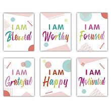 CREATCABIN Colorful Wall Art Prints Paper Set of 6 Inspirational Motivational Poster Positive Quotes Daily Affirmations Modern for Room Home Office Decor Unframed 8x10inch