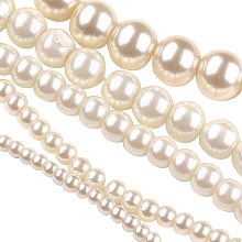 Pandahall Elite 10 Strands Ivory Dyed Glass Pearl Beads Round Spacer Bead with Cotton Cord Thread for Jewelry Making