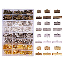 PandaHall Elite 680PCS 6 Size 4 Color Iron Ribbon Ends Bracelet Bookmark Pinch Crimp Clamp End Findings