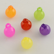 Honeyhandy Imitation Jelly Acrylic Round Charms, Mixed Color, 18x14mm, Hole: 3mm, about 330pcs/500g