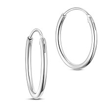 Honeyhandy SHEGRACE 925 Sterling Silver Hoop Earrings, Silver, 15mm