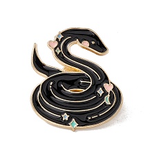 Honeyhandy Snake Enamel Pin, Gold Plated Alloy Badge for Backpack Clohtes, Black, 32x28x1.5mm