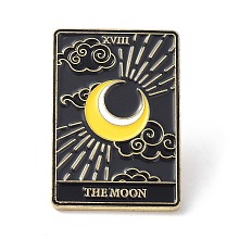 Honeyhandy Fashion Tarot Card Enamel Pin, Alloy Enamel Brooch, Golden, The Moon XVIII, 30.5x21x10mm, Pin: 1mm