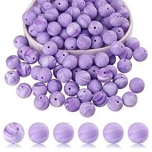 Honeyhandy 20Pcs Round Solid Color Silicone Beads, Chewing Beads For Teethers, DIY Nursing Necklaces Making, Lilac, 15mm, Hole: 1.8mm