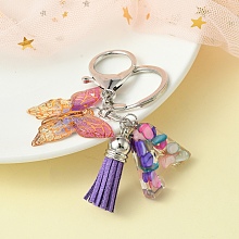 Honeyhandy Resin Letter & Acrylic Butterfly Charms Keychain, Tassel Pendant Keychain with Alloy Keychain Clasp, Letter A, 9cm