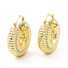 Honeyhandy Brass Croissant Chunky Hoop Earrings for Women, Cadmium Free & Lead Free, Real 18K Gold Plated, 30x11mm, Pin: 0.7x1mm