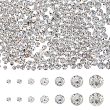 Globleland 700Pcs 7 Style Sew on Rhinestone, Glass Crystal Rhinestone, Multi-Strand Links, with Brass Prong Setting, Platinum, 4~10x2.5~8mm, Hole: 1~1.5mm, 100pcs/style