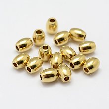 Honeyhandy Brass Beads, Oval, Nickel Free, Raw(Unplated), 6x5mm, Hole: 2mm