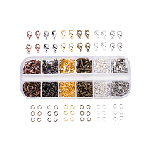 PandaHall Elite 6 Colors Lobster Claw Clasps and 6 Colors Open Jump Rings Brass for Jewelry Making