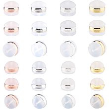 DICOSMETIC 48Pcs 4 Colors 2 Sizes TPE Plastic Ear Nuts Dome Shaped Hypoallergenic Clear Earrings Backs Clear Earring Backing Replacement for Studs Fishhook Earrings Pierced Hoops