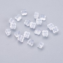 Honeyhandy Silicone Ear Nuts, Earring Backs, Clear, 5x5x3.5mm, Hole: 0.6mm, about 500pcs/bag