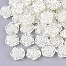 Honeyhandy ABS Plastic Imitation Pearl Cabochons, Flower, Beige, 12x11.5x4mm, about 1000pcs/bag