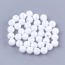 Honeyhandy Opaque Plastic Beads, Round, White, 6x5.5mm, Hole: 1.8mm, about 4790pcs/500g